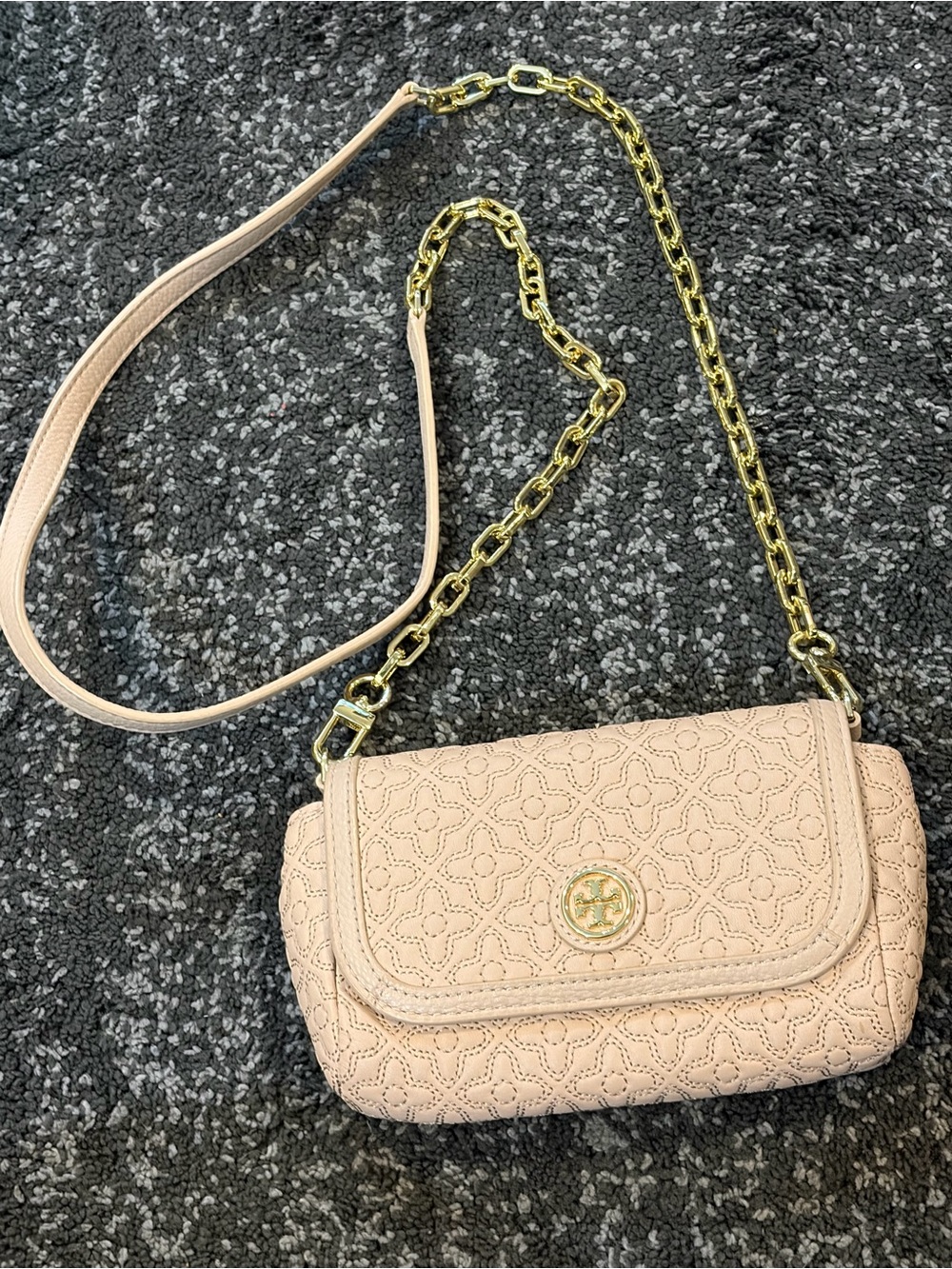 Tory Burch Bryant Quilted Small Crossbody Bag Light Oak